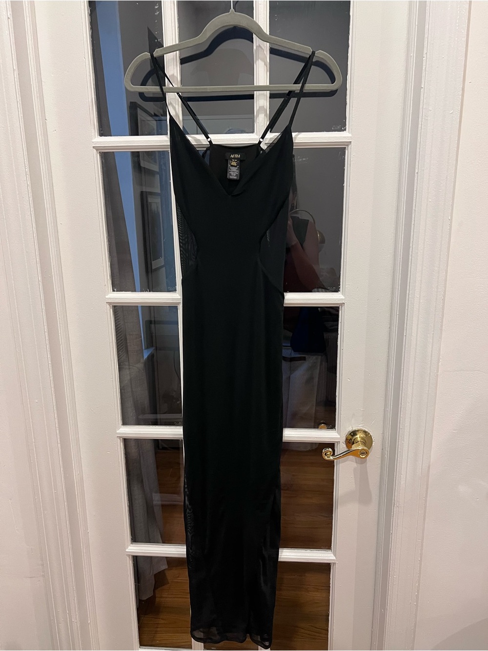 AFRM Alyson Dress in Noir/Black XS mesh sheer long dress - Picture 4 of 7